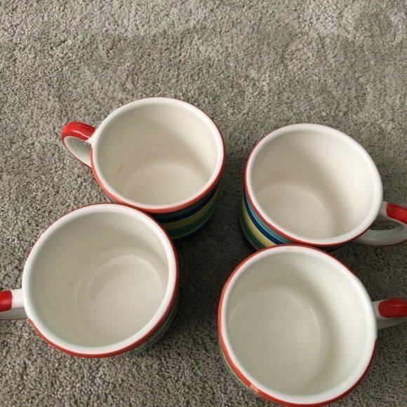 PIER 1 Imports Hand Painted Striped Coffee Tea Cup Mug Made in Italy Set (4) - Picture 10 of 13